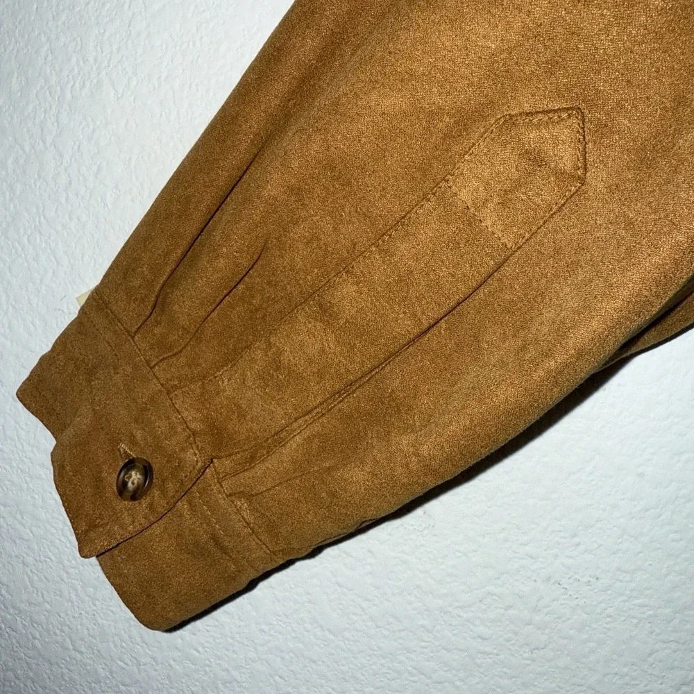 White Stag Faux‎ Suede Shirt Jacket Women's M Brown Button Front Lined Shacket - Picture 4 of 16
